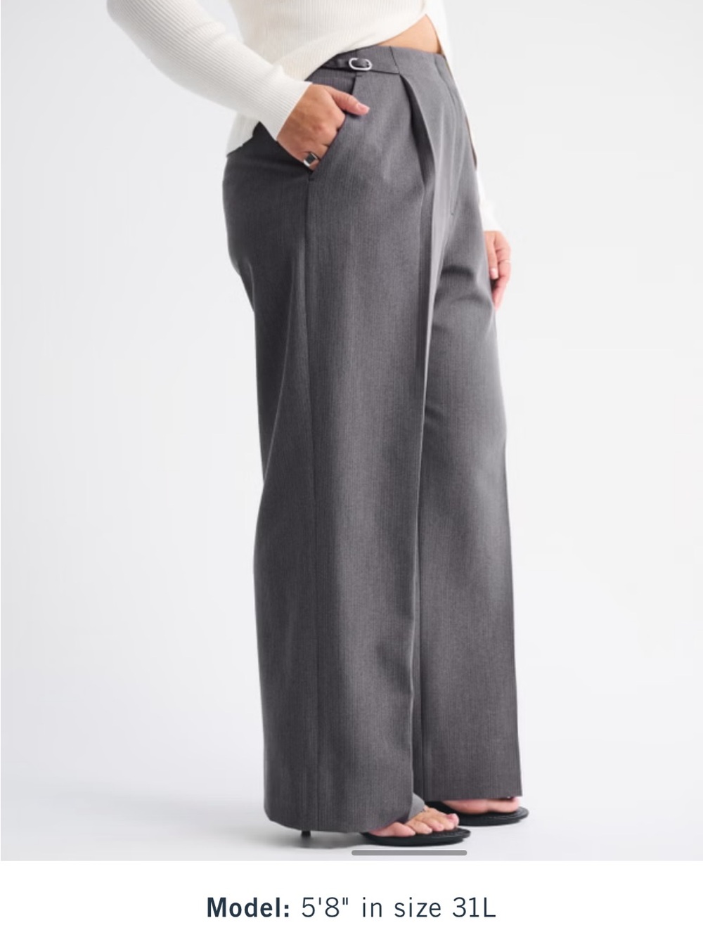 Abercrombie & Fitch Curve Love Sloane Tailored Hardware Wide Leg Pant